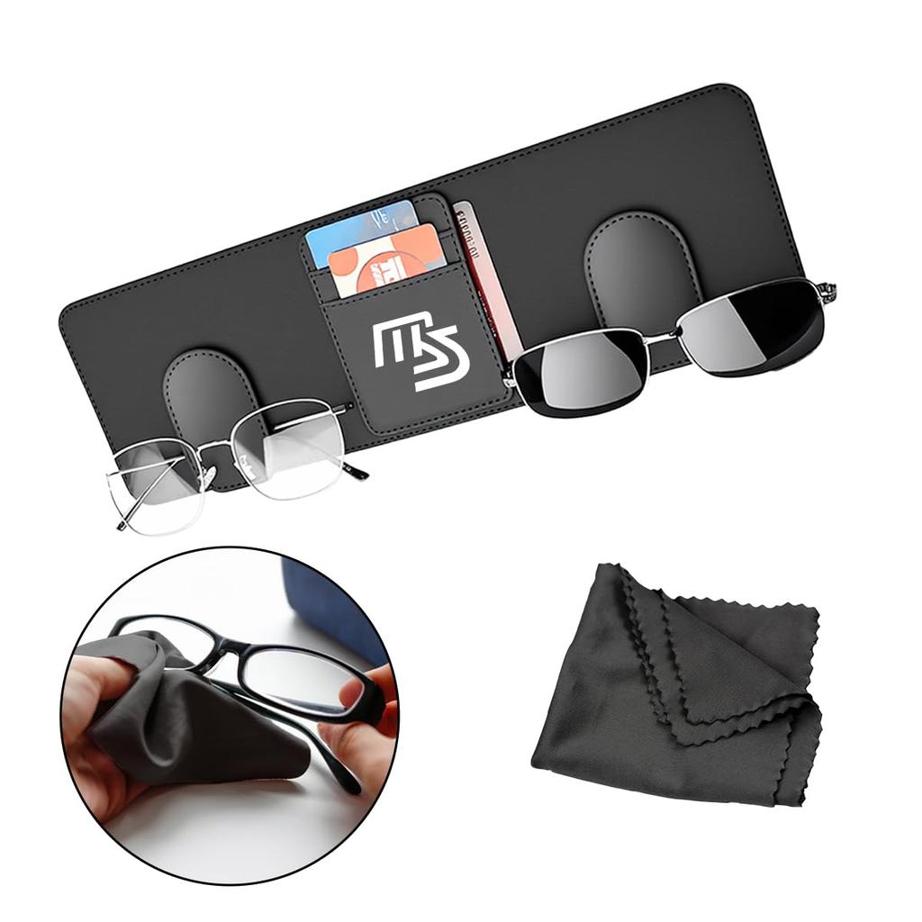Speed Car Sunglasses Holder for Mazda Speed MS52 with Two Glasses Three Card Secure Mount To Sun PU Magnetic Easy To Large Includes Glasses Cloth