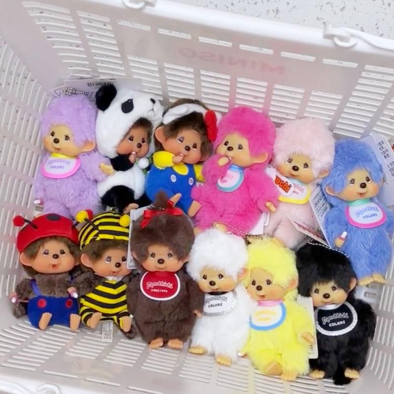 Monchhichi Key Ring Pendent Plush Adorable Cartoon Doll Backpack Ornaments Mengqiqi Bag Charms Plush Monkey Keyrings Birthday Gift