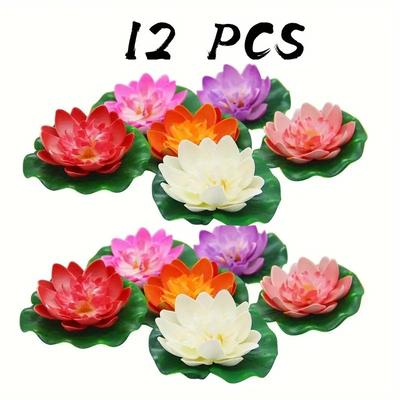 1/5/12 Adet Lotus Yapay Çiçek Yüzen Sahte Lotus Bitkisi Gerçekçi Nilüfer Mikro Peyzaj Gölet Bahçe Dekorasyonları için