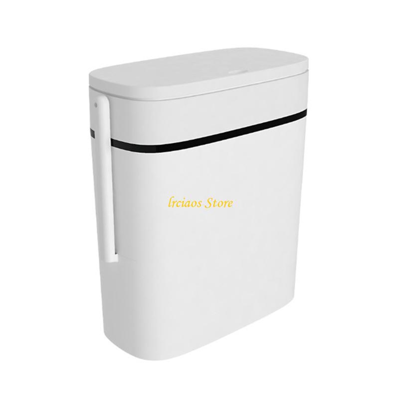 

MXLA 14L Bathroom Trash Can Waste Bin Can with Press Top Lid & Toilet Brush Holder Space Saving Design for Small Space білий