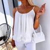 Tops Femininos Leves Chiffon Sem Mangas Blusa Camadas Barra com Babados Modelagem Solta Casual Verão Top de Alcinha
