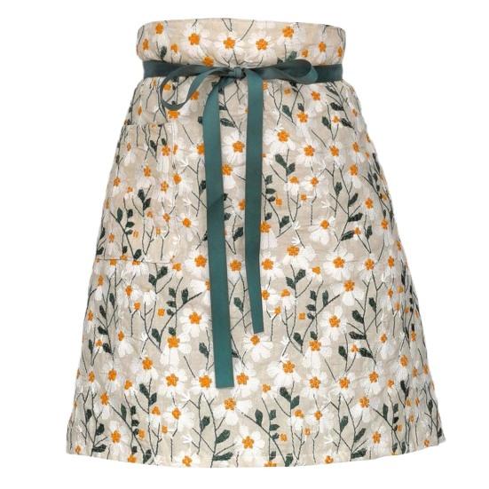 

1 комплект, фартук для приготовления пищи, дизайн с вышивкой на шнуровке, нагрудник с половиной талии, костюм горничной, кухонная спецодежда, повседневное использование B