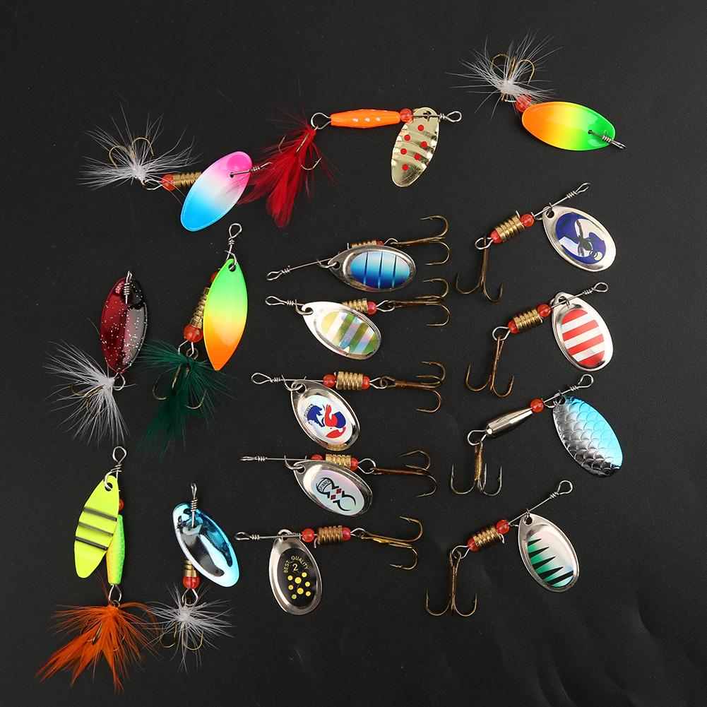 16pcs Sequins Fishing Lure Kit 3.5g 5.5g Artificial Bait with Treble Hook Fishing Accessory
