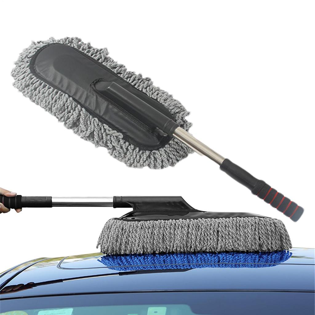 Prachovka na auto, Kartáč na čištění auta z mikrovlákna, Nástroj na odstraňování prachu z interiéru a exteriéru s teleskopickou rukojetí, Proti poškrábání