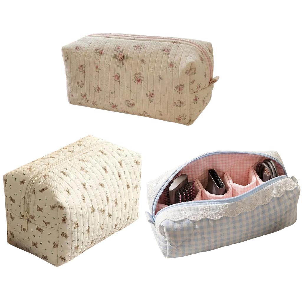 Travel Cosmetic Bag with Zipper & Multi-compartments Pen Pouches Cosmetic Makeup Organizer Large Capacity for Women Ladies Girls