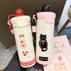 New Stainless Steel with Straw Thermos Cup High Value Float Creative Water Cup Large Capacity Cat Cartoon Coffee Cup