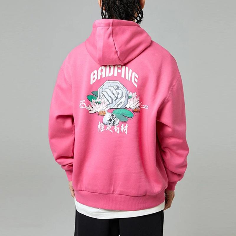 Li Ning Badfive Series Fleece Lined Loose Fit Hoodie Unisex Hoodies Pink AWDRD25-2