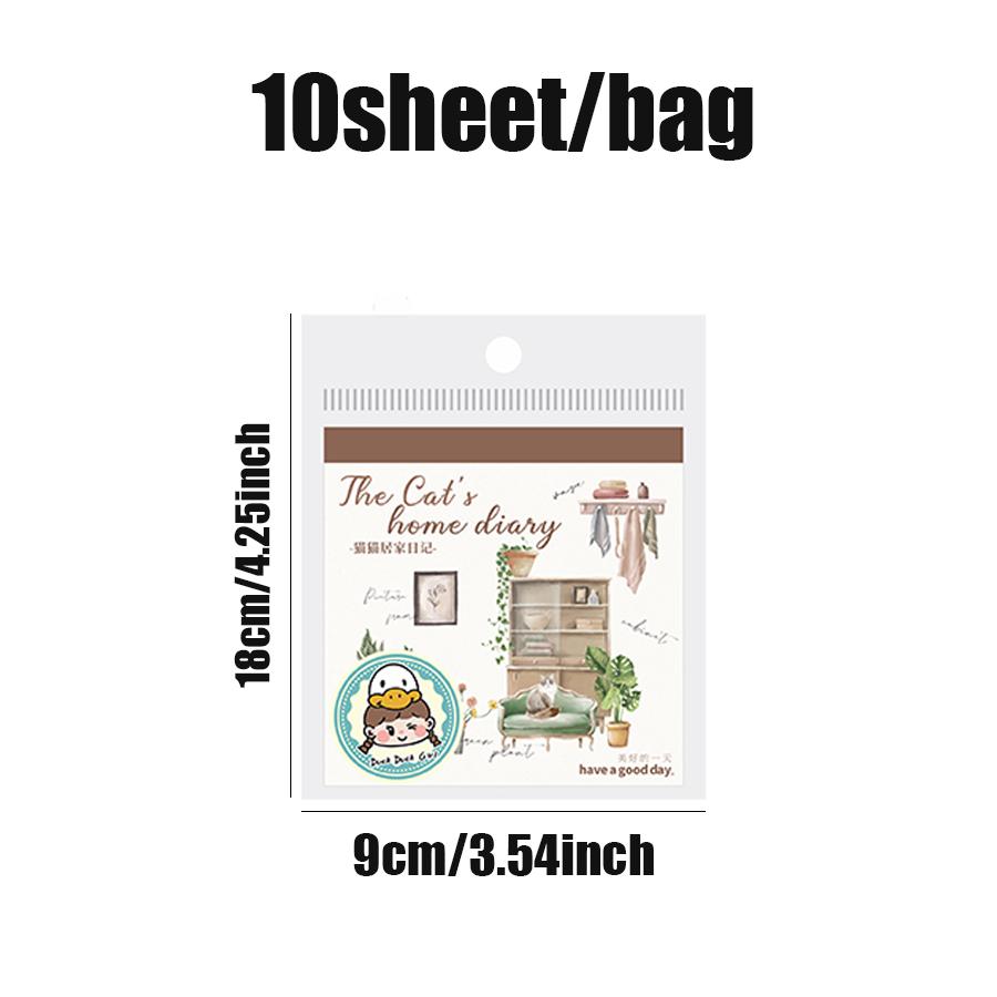 1 bag Cat Home Diary Series Home Landscaping Sticker Book Crapbooking Stickers Gifts for Students Office Supplies Stationery