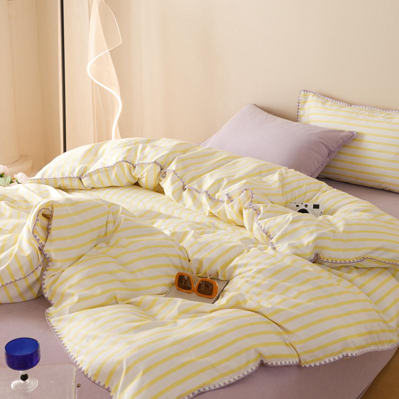 Yellow Stripe Bedding Sets Quilt Cover Bed Flat sheet Pillowcase Full Queen Bed Linen Adult Kids Duvet Covers No Filling