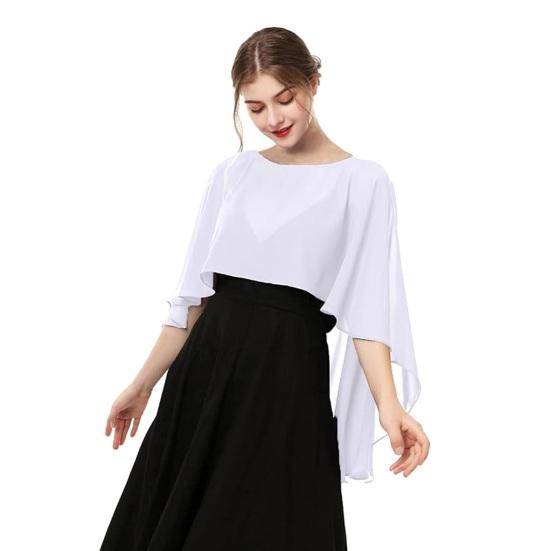 Soft Drape Blouse for Air Conditioned Rooms Women's Shawls And Wraps Evening Dress, Chiffon Shawl, Elegant Sophisticated Office Casual Wear