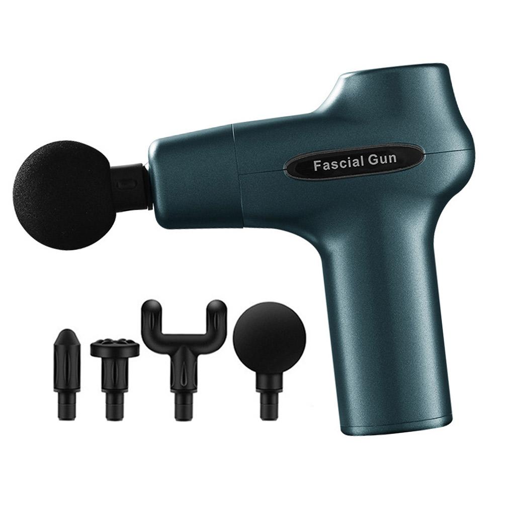 Handheld Percussion Massage - Deep Tissue Massager for Sore Muscle and Stiffness - Quiet- Rechargeable Device - Includes 4 Massage Heads (Blue)