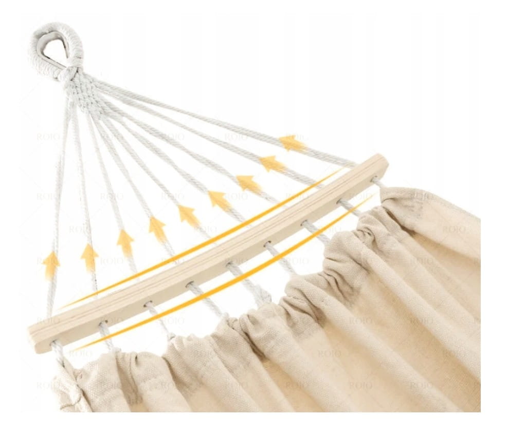 Garden Hammock Double 260 X 155 With Strong Crossbar - Natural Color