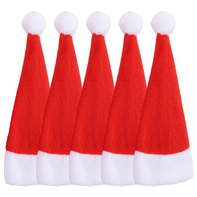 1/100pcs Christmas Cutlery Holder Xmas Hat Tableware Bags New Year Party Dinner Table Fork Knife Organizer Decoration Supplies