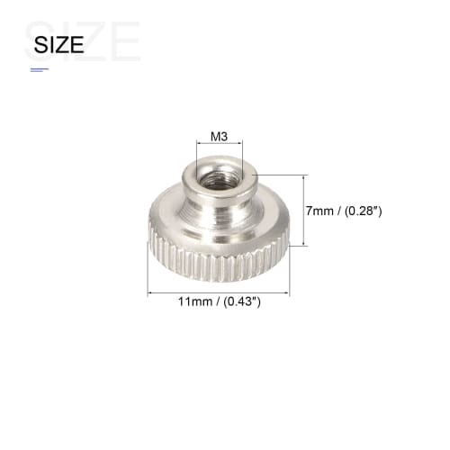METALLIXITY Knurled Thumb Nuts, M3 X 11 X 7mm, 20 Pieces, Nickel-Plated Iron, Round Bar Manual Adjustment Nuts for Home Building Hardware Fasteners