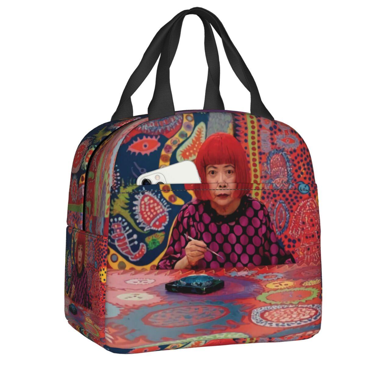 Custom Yayoi Kusama Insulated Lunch Bags for Women My Eternal Soul Resuable Thermal Cooler Food Lunch Box Kids School Children 22x20x13cm