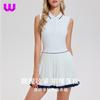 Womens Sporty Sleeveless Polo Neck Tennis Dress Set With Pleated Skirt Quick Dry Breathable Athletic Outfit