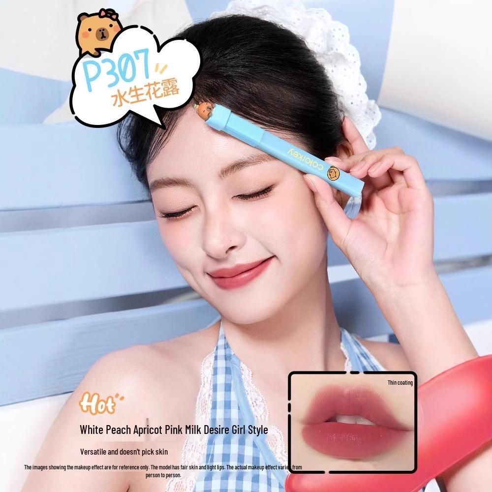 Colorkey Water Mist Lip Glaze: Qixi Capybara Non-Transfer Lipstick for Women