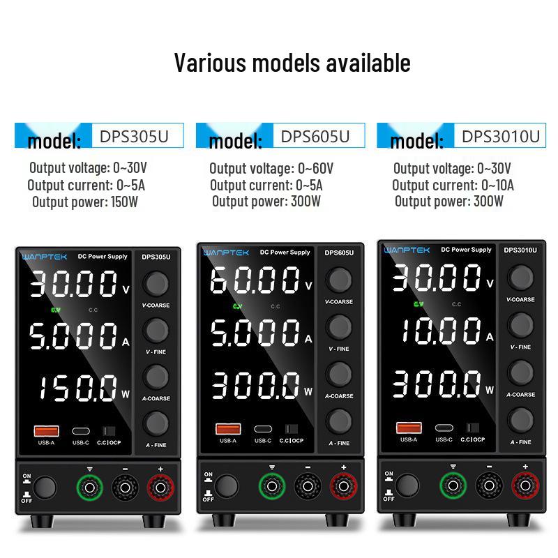 Adjustable DC Regulated Switching Power Supply DPS3010U for Laptop, Phone Repair, and Battery Charging.