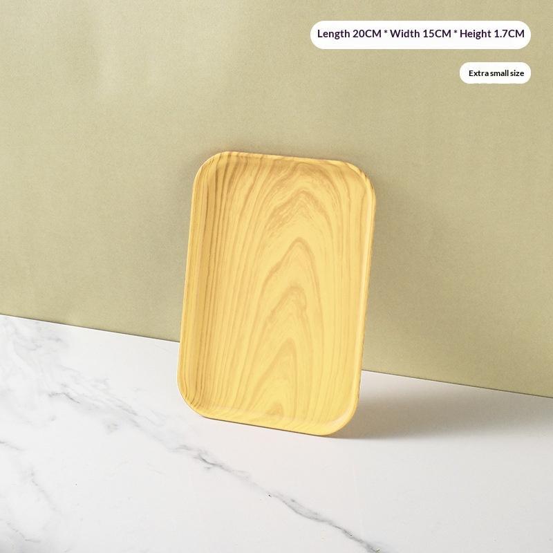 Wood Grain Plastic Food Serving Tray Stackable Dessert Fruit Tray Tea Tray Large Capacity Storage Tray Kitchen Stoage Organizer