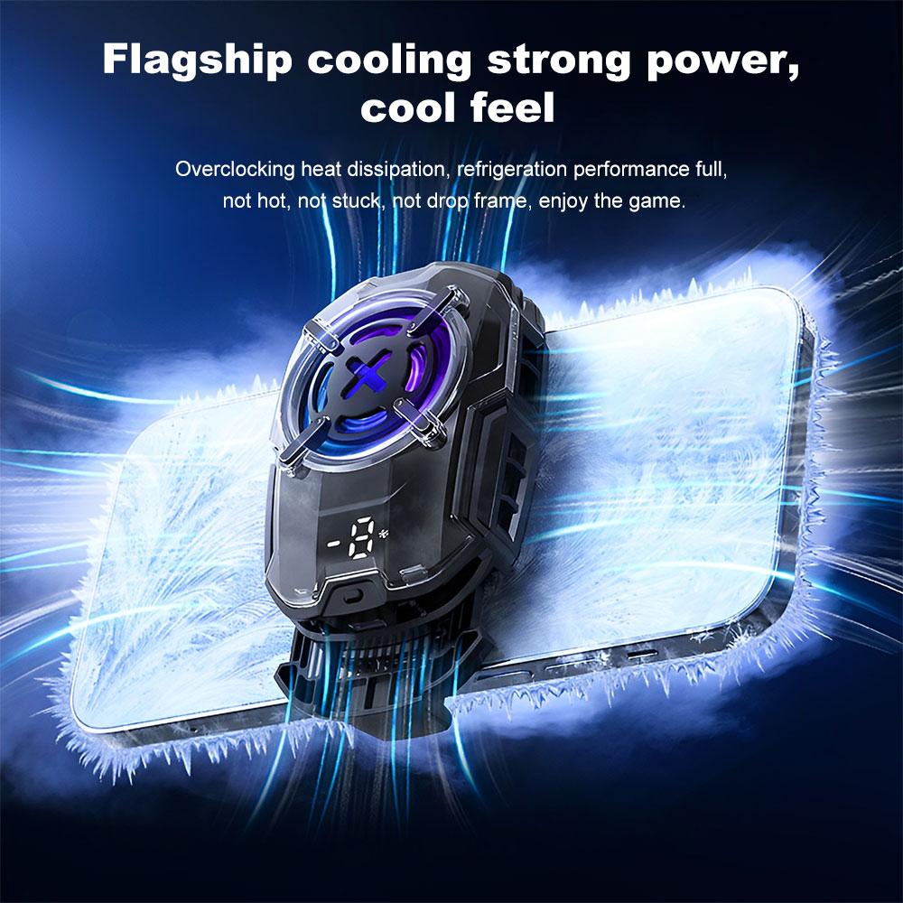 DL16 Universal Mobile Phone Cooler With LED Display Screen Air Cooler For Gaming Cooling Fan Radiator Cool Heat Sink Cellphone