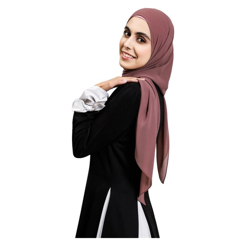 New Magnetic Buckle Instant Chiffon Hijab Large Size Ready To Wear Long Shawl Plain Solid Color Headscarf For Women