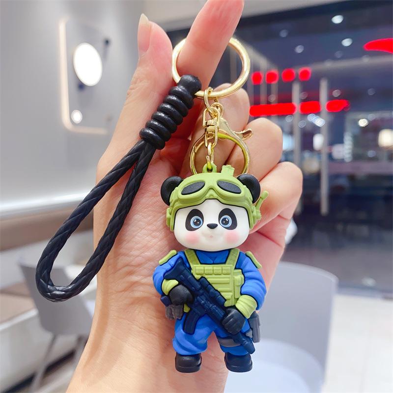 Creative Special Forces Panda Keychain Cute Cartoon Troop Little Warrior Doll Couple Bag Pendant Small Gifts