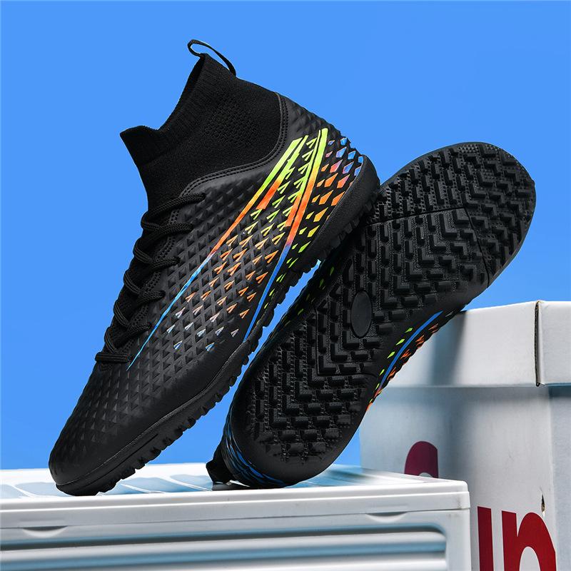 New High-top Football Shoes for Men, Women and Children Are Nailed Into Artificial Turf, Student Game Training Leather Football Shoes