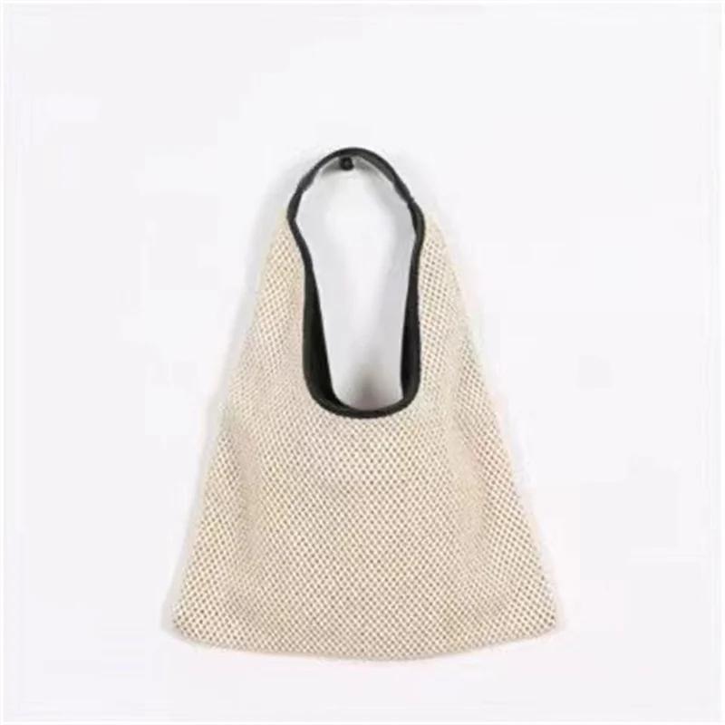 Summer Beautiful Weaving Cream Handbags Large Capacity Simple Style Shopping Bags Fashion Knit Women s Shoulder Bags