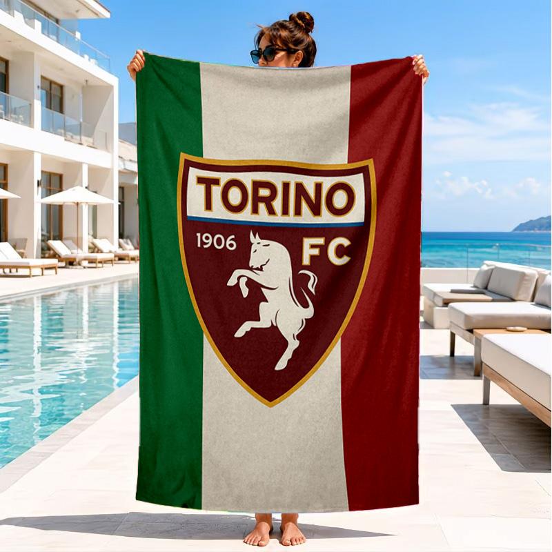 Asciugamano da Spiaggia con Stemma Torino Fc, Asciugatura Rapida, Facile da Curare, Adatto sia per il Fitness che per le Vacanze al Mare, Essenziale per lo Sport