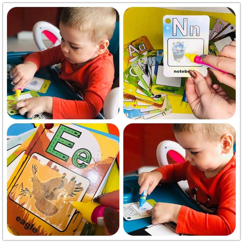 Water Drawing Card 26 Alphabet Coloring Book & 2 Magic Pen Letter Card Painting Board English Learning Educational Toys
