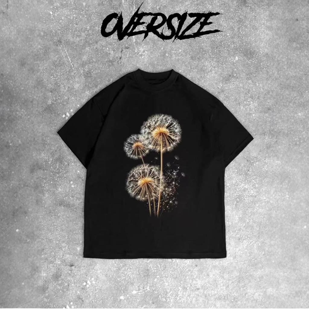 Retro Dandelion Print Loose Short Sleeve Top for Women - European & American Summer Style