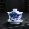 NEW Glazed Color Covered Large High Blue and White Porcelain Three Talents Japanese Style Bowl Tea Cup Manufactu