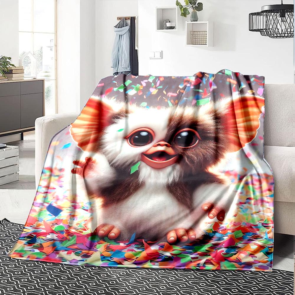Christmas Giz-mo Candy Cane Flannel Blanket, Soft Polyester, Modern Design, All-Season for Camping, Travel, Gifts for holidays or birthdays