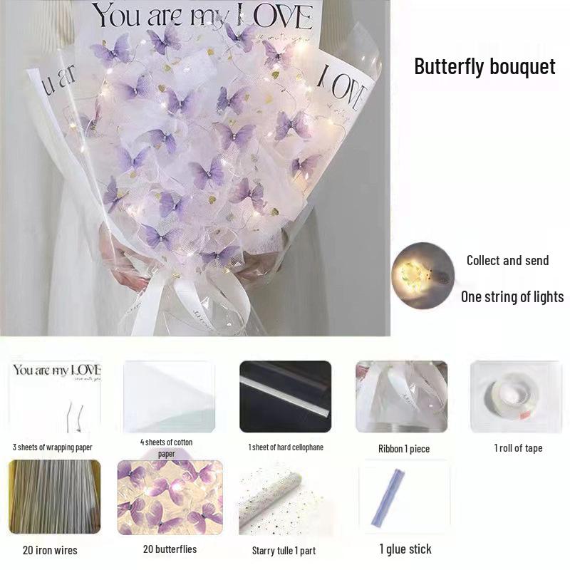 Cross-border Valentine's Day Butterfly Bouquet DIY Kit - Handmade Gift for Girls & Besties.