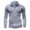 Mens Stand Collar Zip-Up Casual Sweatshirt With Side Pockets Lightweight Hoodless Outerwear