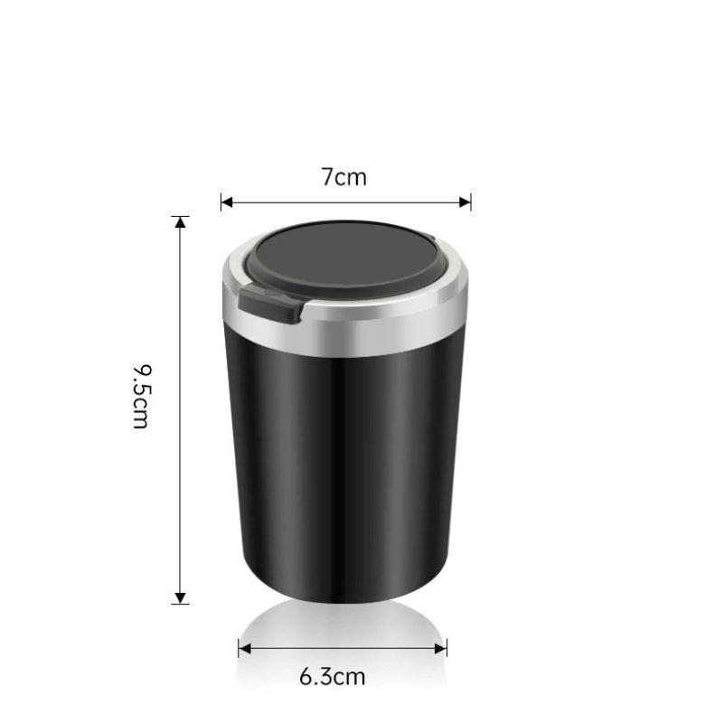 Car Ashtray Flame Retardant Alloy Liner One Touch Lid Built In Led Light For Daily Car Driving Use