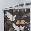 Klasický japonský vzor jeřábů Sprchový závěs Dekor Domov Vodotěsná Koupelnová dekorace (Černá)
