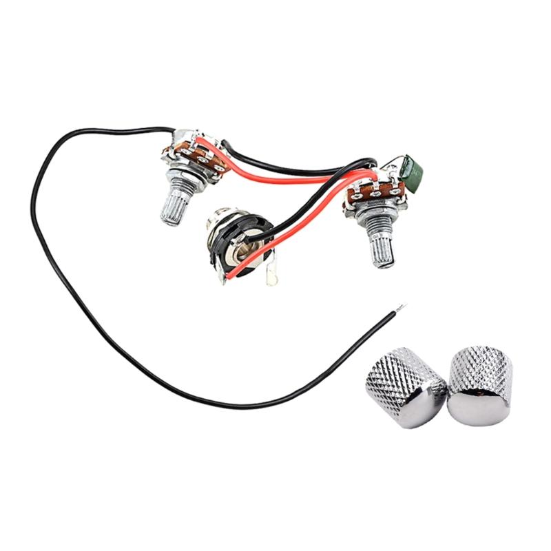 1V 1T Wiring Kit, 3 Way A500K Wiring Harness Prewired Guitar Wiring Hareness for Electric Guitar Bass Repair Replacement
