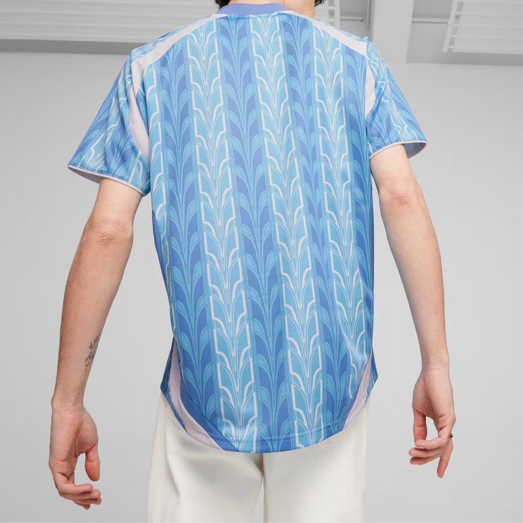 Puma Color Block Letter Print Casual Breathable Training Short Sleeve Football Shirt Unisex Tops Blue 627933-18