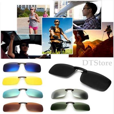Polarized Clip On Sunglasses Driving Day Night Vision Lens Unisex Glasses