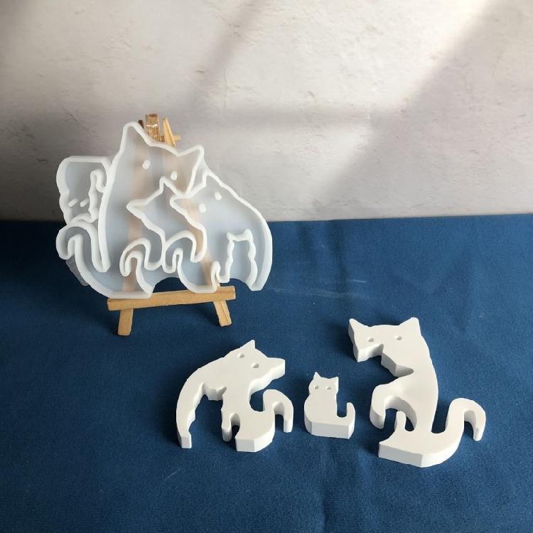 Artistic Silicone Mold with 3 Cats Sculptures Molding Tool For Crafting Home Decoration Desktop Shelf Display Items