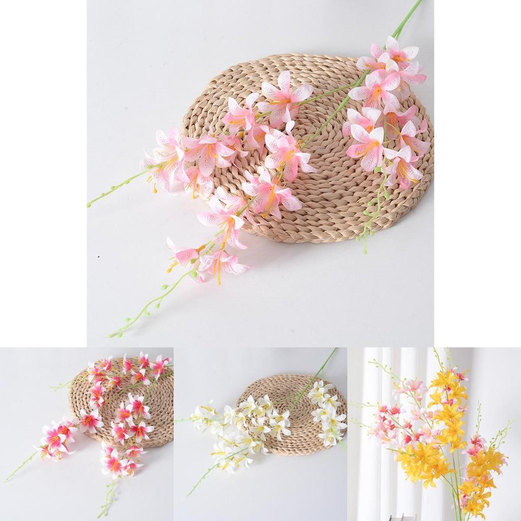 High Branch Lilies Faux Flowers For Wedding Centerpieces With Durable Silk Material And Elegant Look