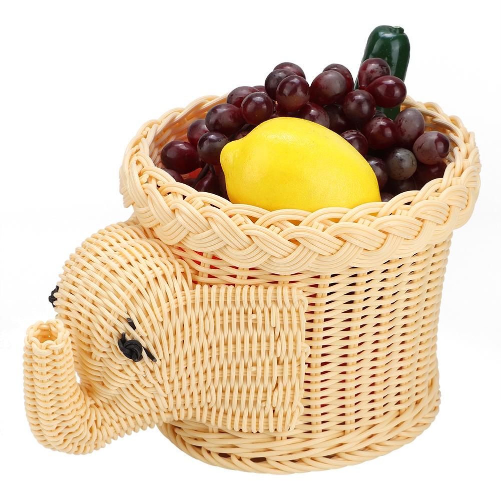 Cartoon Elefantenform Rattan Brot Obst Snacks Aufbewahrungskörbe Lebensmittel Servierkörbe(Braun)