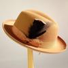 Men's Feathered Jazz Wool Panama Hat, European and American Style Wide-brimmed Party Hat, Fashion Accessory