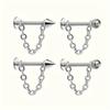5pc Surgical Steel Chain Ball Lip Ring Set Nose Ring Cartilage Earrings Tongue Bar Lot Eyebrow Labret Body Piercing Set Jewelry