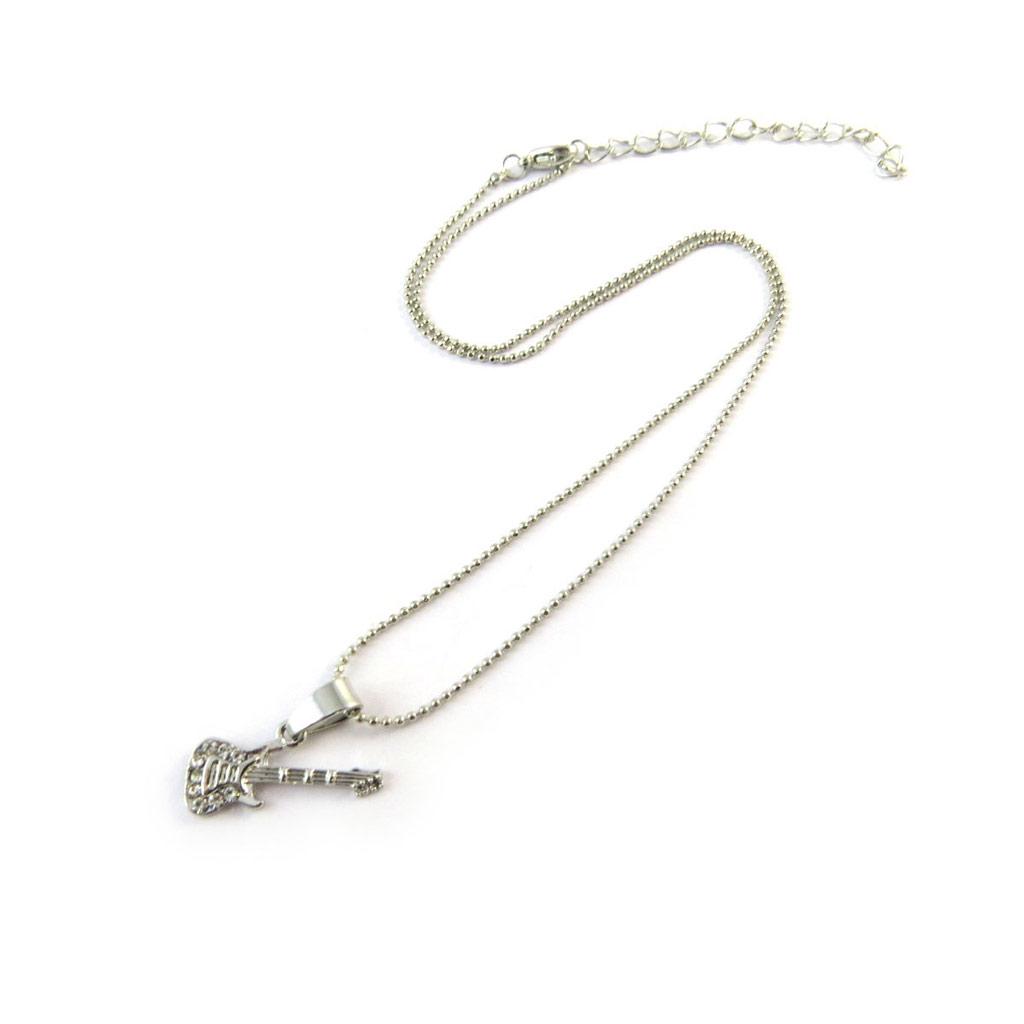 Les Trésors De Lily [N8158] - Silver-white 'Guitar' Designer Necklace