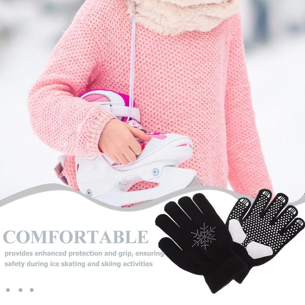 Thermal Safety Ice Skating Gloves Rhinestone Kids Skating Mittens Figure Skating Gloves Kids Adult