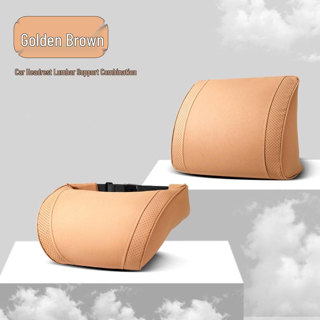 Luxury Leather Velvet Car Neck Pillow & Lumbar Support - Ideal for Drivers