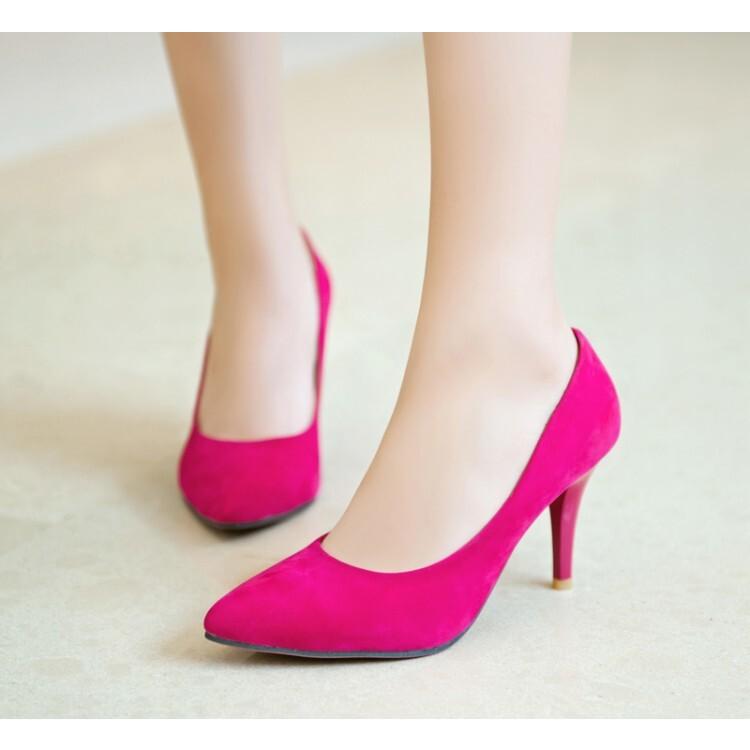 Spring and Autumn pointed head thin heel  shoes matte high heels professional shoes single shoes large size