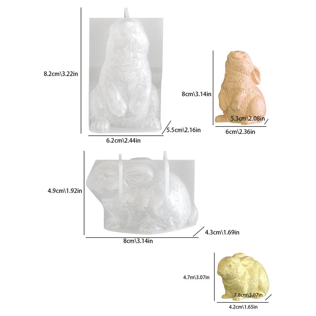 Easter Silicone Mold Casting Mold Easter Bunny Candle Mold 3D Rabbit Easter Soap Mould Plaster Ornament Crafting Making Supplies